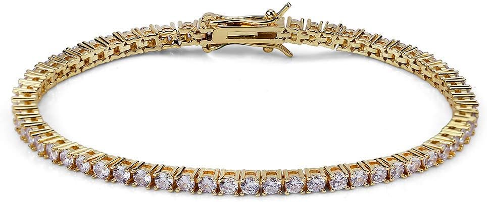 YOSZO 1 Row AAA Gold Silver All Iced Out Tennis Bling Lab Simulated Diamond Bracelet