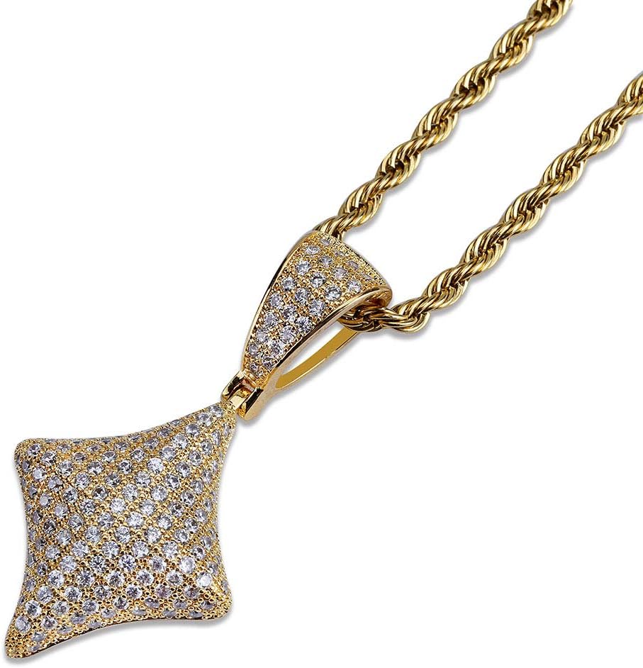 YOSZO Iced Out Club Diamond Heart Spade Playing Cards Simulated Lab diamonds Pendant Necklace