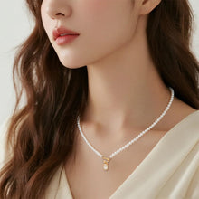 Load image into Gallery viewer, Pearl &amp; Zirconia Necklace for Women, 14K Gold Plated 925 Sterling Silver, Adjustable Chain with Crystal Pendant,  Lightweight Elegant Jewelry for Daily Wear