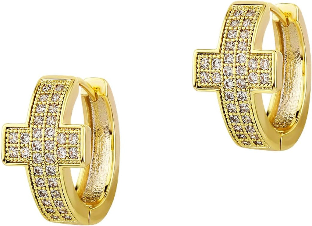 YOSZO Gold Hoop Earrings 14K Gold Silver 5A+ Diamond Cubic Zirconia Hoop Huggie Earrings Cartilage Hypoallergenic Hoop Cuff Earrings For Men Women