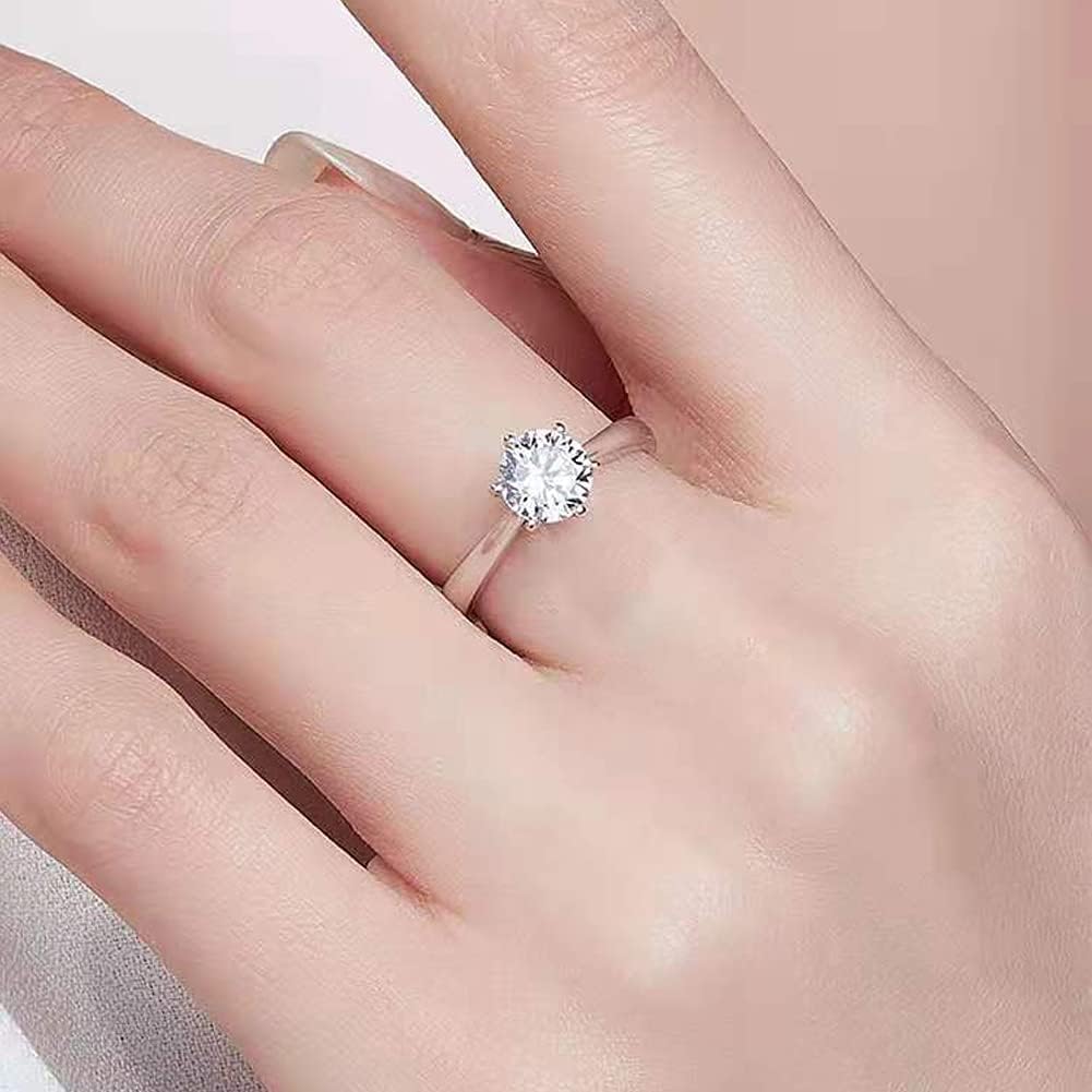 YOSZO 1.0 Carat Moissanite Ring 925 Sterling Silver Round Cut Solitaire Moissanite Ring Engagement Promise Wedding Eternity Band for Women