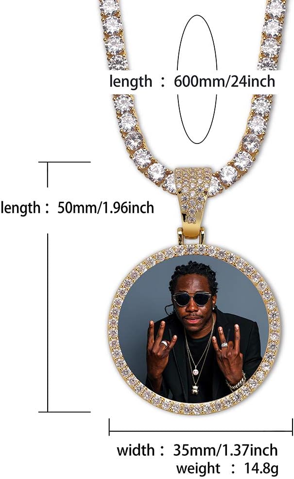 YOSZO Necklace with Picture Inside 18K Gold Plated Custom Picture Necklace Personalized Photo Necklace Memory Gifts for Men