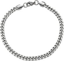 Carregar imagem no visualizador da galeria, YOSZO Stainless Steel Link Bracelet for Men 4mm Cuban Link Silver Bracelets for Women Minimalist Jewelry Gifts