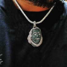 Charger l&#39;image dans la galerie, YOSZO Hip Hop 18K White Gold Plated Iced Out Cubic Zirconia Blueface Pendant Necklace with Rope Chain for Men