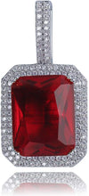 Laden Sie das Bild in den Galerie-Viewer, YOSZO Hip Hop 6 Colors Solitaire Pendant Cubic Zirconia Halo Pendant Necklace with Solid Back…