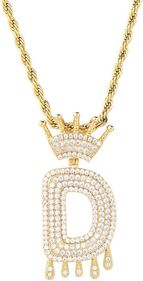 YOSZO Initial Necklaces for Women 18K Plated Gold Initial Necklace for Men Silver Iced Out Diamond Name Letter Necklace