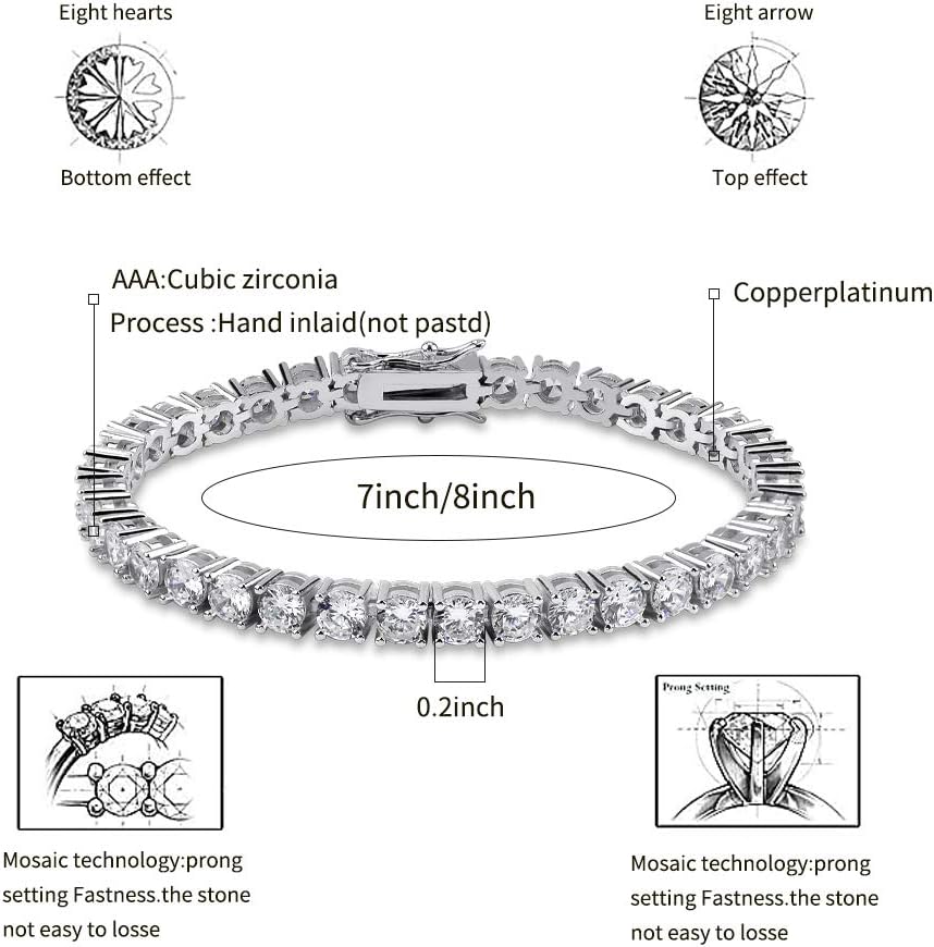 YOSZO 1 Row AAA Gold Silver All Iced Out Tennis Bling Lab Simulated Diamond Bracelet