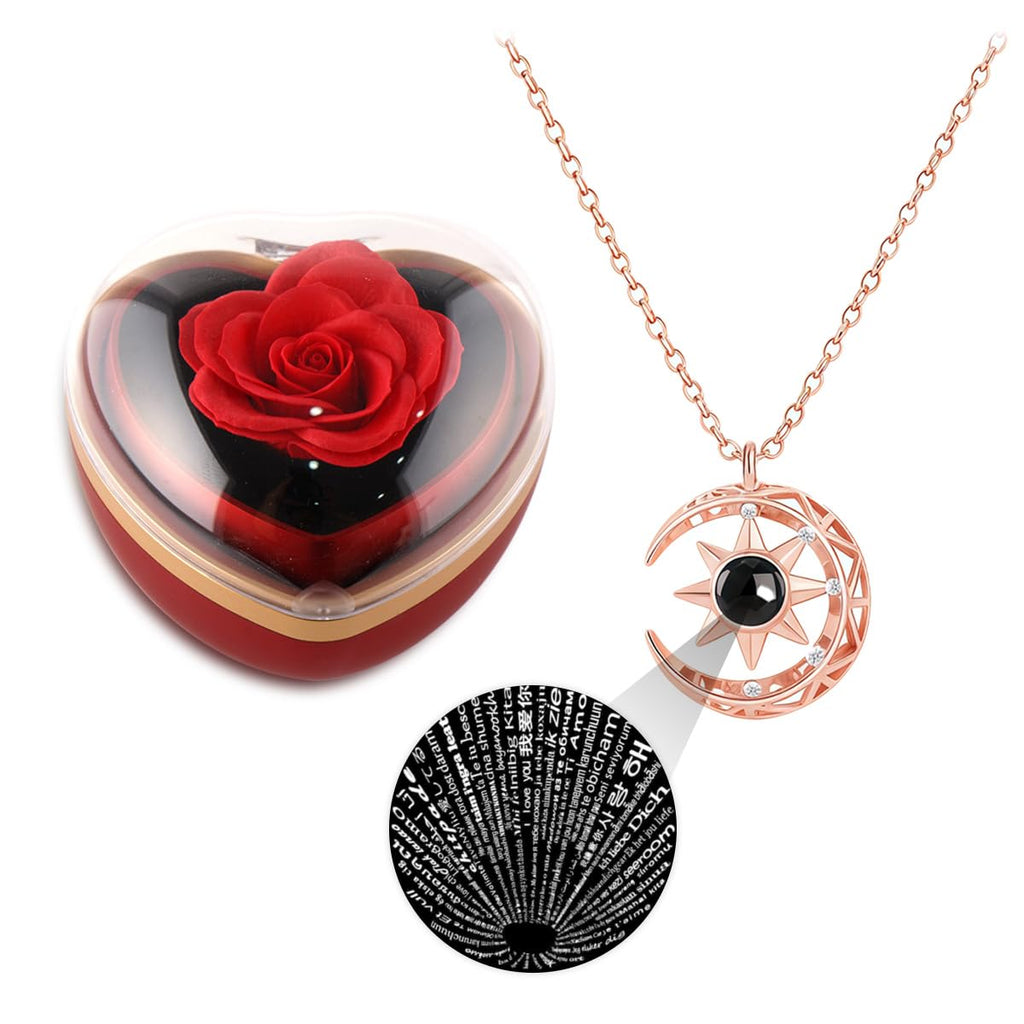 100 Languages I Love You Necklace for Women, Personalized Name Projection Pendant Jewelry, Customizable Romantic Gift for Mom Wife Girlfriend on Valentine's Day, Anniversary, Birthday