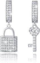Charger l&#39;image dans la galerie, YOSZO Iced Out Dangle Hoop Earrings 14K Gold Silver 5A+ Cubic Zirconia Star Pin Lock Key Cartilage Hoop Dangle Drop Earrings For Men Women