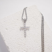 Load image into Gallery viewer, Pendant Necklace Gold or Silver Plated Cross Cubic Zirconia Heart-Cut Rope Chain Elegant Gift for Unisex