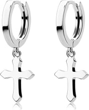 Laden Sie das Bild in den Galerie-Viewer, YOSZO Cross Hoop Dangle Earrings 14K Gold 5A+ Cubic Zirconia Cartilage Hypoallergenic Sterling Silver Cross Dangle Drop Earrings For Men Women