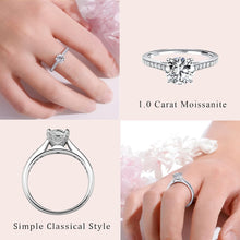 Carregar imagem no visualizador da galeria, YOSZO 1.0 Carat Classical Moissanite Iced Out Prong Ring Platinum Plated Sterling Silver Round Cut Solitaire Ring Engagement Promise Wedding Eternity Band for Women