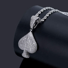 Laden Sie das Bild in den Galerie-Viewer, YOSZO Iced Out Club Diamond Heart Spade Playing Cards Simulated Lab diamonds Pendant Necklace