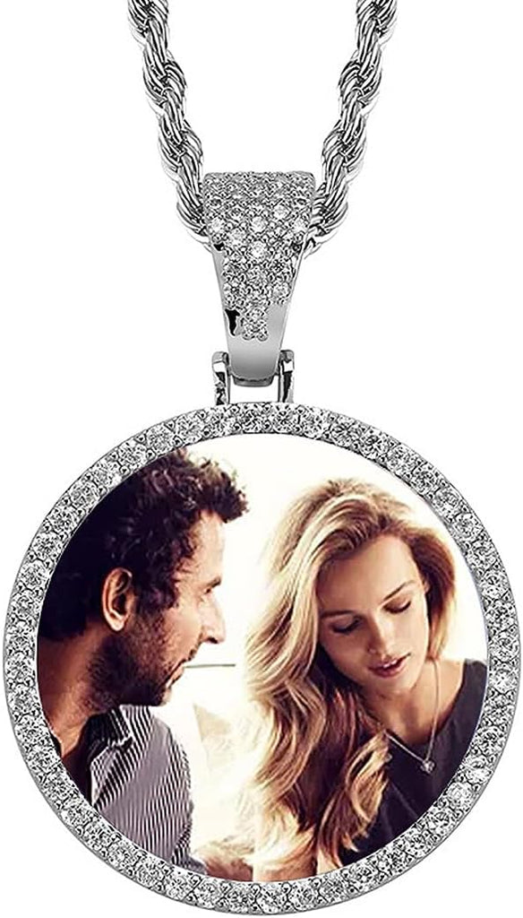 YOSZO Necklace with Picture Inside 18K Gold Plated Custom Picture Necklace Personalized Photo Necklace Memory Gifts for Men