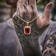 Laden Sie das Bild in den Galerie-Viewer, YOSZO Hip Hop 6 Colors Solitaire Pendant Cubic Zirconia Halo Pendant Necklace with Solid Back…