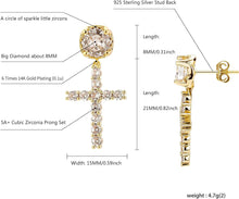 Load image into Gallery viewer, YOSZO Cross Hoop Dangle Earrings 14K Gold 5A+ Cubic Zirconia Cartilage Hypoallergenic Sterling Silver Cross Dangle Drop Earrings For Men Women