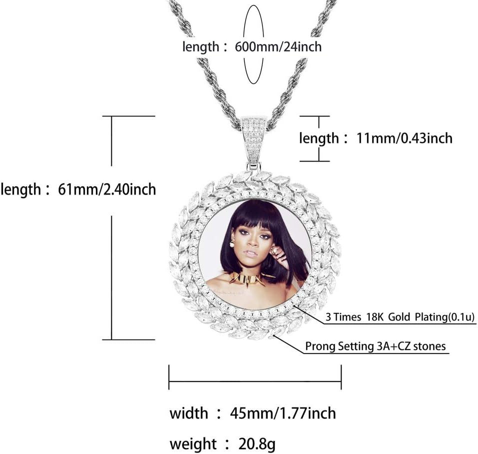 YOSZO Picture Necklace Personalized for Men 18K Gold Plated Angel Wings Heart Text Engrave Custom Photo Pendant for Women