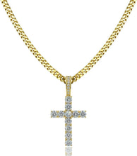 Carregar imagem no visualizador da galeria, YOSZO Cross Necklace for Men Gold Necklace for Women Gold Heart Cross Jewelry 14K Silver Plated Solid Iced Cubic Zirconia Stainless Steel Pendant Chain