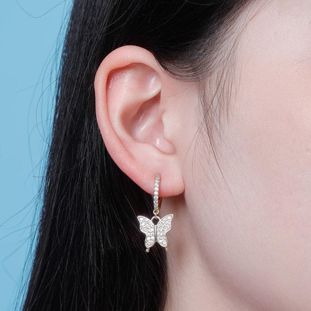 YOSZO 9Mm Earring Gold Silver Color Full Cubic Women Fashion Hip Hop Jewelry for Gift