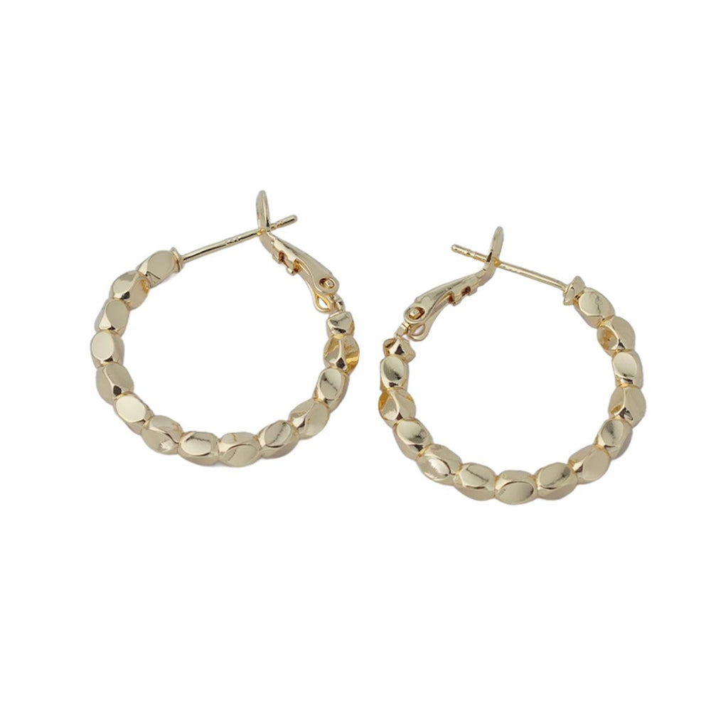 【Hoop Earrings】Alloy Gold Plated Beaded Hoop Earrings, Minimalist & Chic, Daily Essential for Women