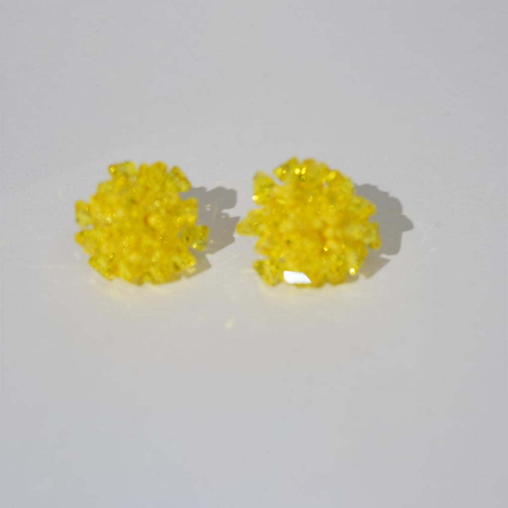 【Beaded Flower Stud Earrings】Handmade 3D Cluster Earrings (Pink/Blue/Yellow/White),Casual Style