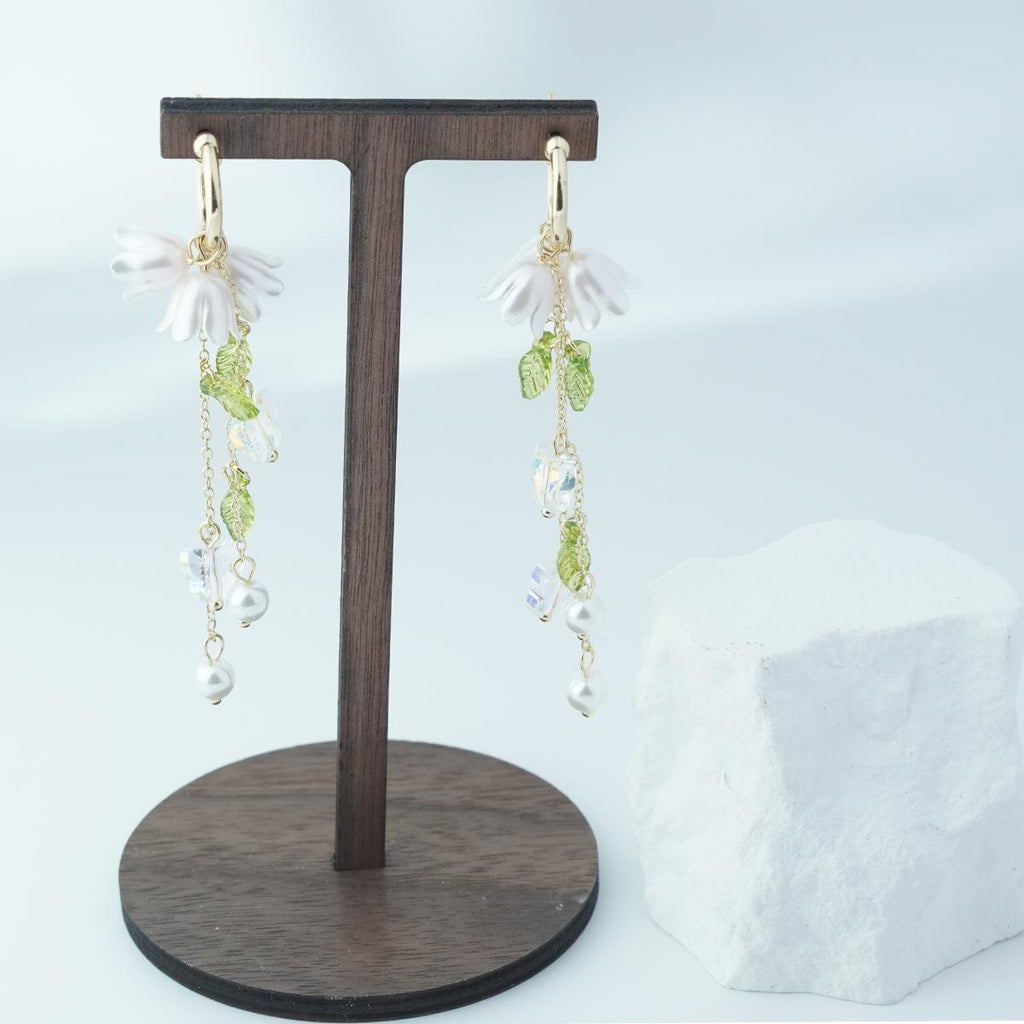 【Drop Earrings】Alloy Gold Plated Flower & Pearl Earrings with Resin Butterfly, Romantic Sweet Style for Women