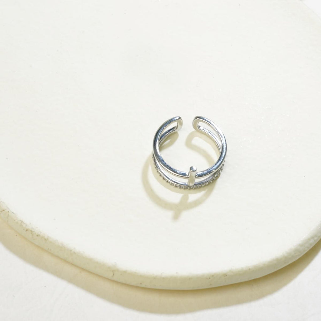 Gold-Plated & Silver Open Ring Set - Double Layer Elegant Minimalist Rings for Women