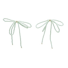 Load image into Gallery viewer, 【Earrings】Light Green Bead Bow &amp; S925 Dangle Earrings Minimalist Drop Design for Women