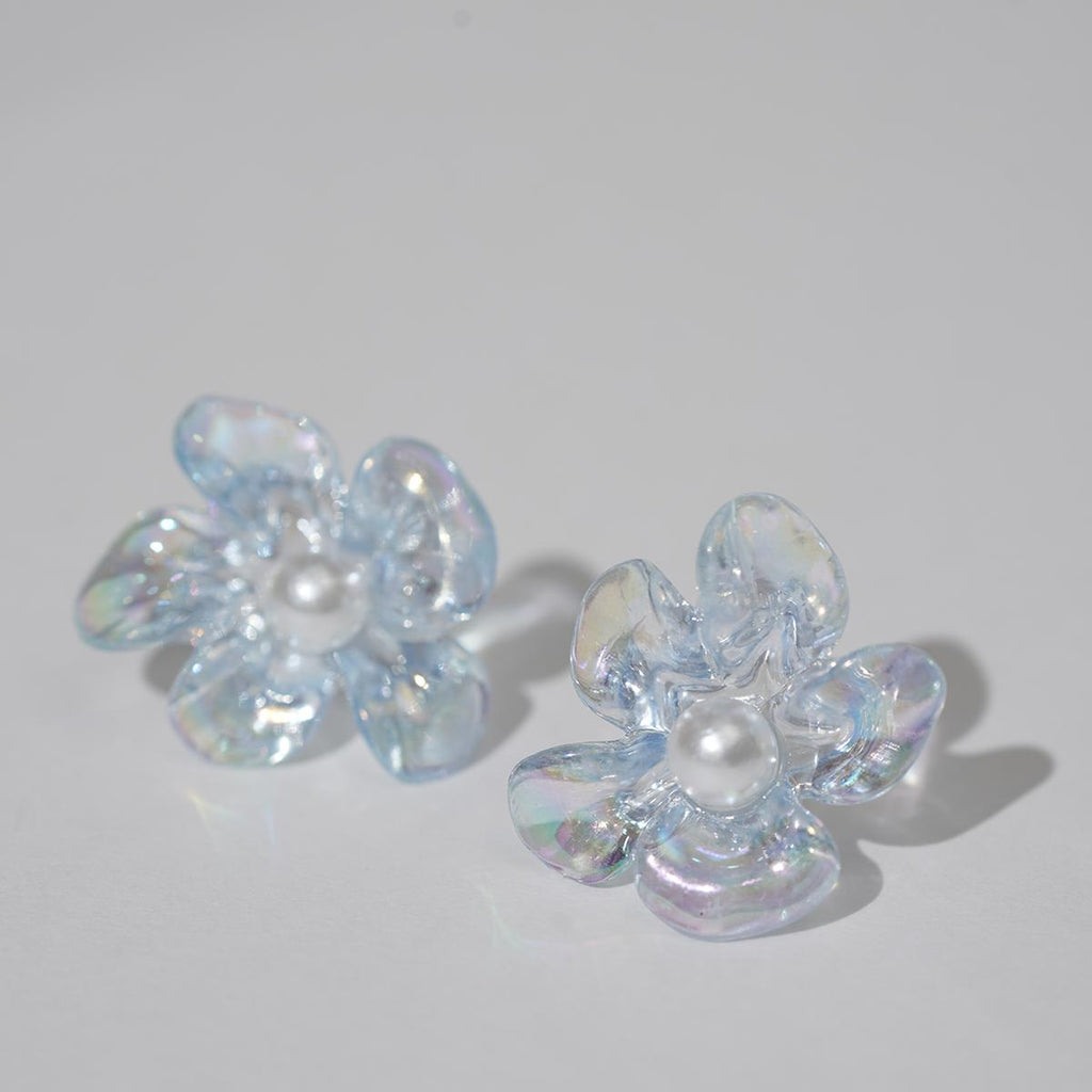 Anting-anting Stud, Rekaan Kelopak Berwarna-warni, Mutiara Tiruan, Gaya Manis dan Romantik, Sesuai untuk Kanak-kanak Perempuan