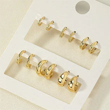 Load image into Gallery viewer, 6Pcs Trendy Stainless Steel Gold Round Hoop Earrings For Women Simple Fashion Geometric Drop Earring Set Jewelry Party Gifts
