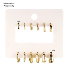 Load image into Gallery viewer, 6Pcs Trendy Stainless Steel Gold Round Hoop Earrings For Women Simple Fashion Geometric Drop Earring Set Jewelry Party Gifts