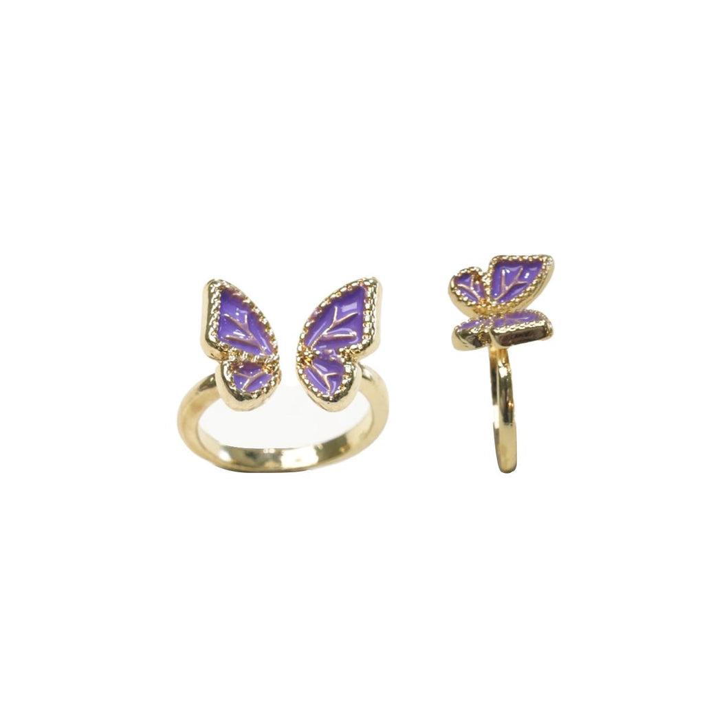 Cincin Terbuka, Berbentuk Rama-rama, Aloi Enamel Ungu, Gaya Manis Romantik, Sesuai untuk Pakaian Harian dan Hadiah Jewelry Rings stainless  steel  ring