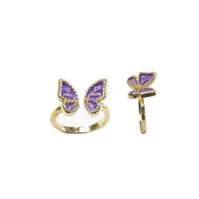 Laden Sie das Bild in den Galerie-Viewer, Cincin Terbuka, Berbentuk Rama-rama, Aloi Enamel Ungu, Gaya Manis Romantik, Sesuai untuk Pakaian Harian dan Hadiah Jewelry Rings stainless  steel  ring