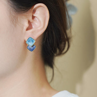【Stud Earrings】Diamond - Shaped Marbled Earrings,Minimalist Elegant Style for Women