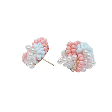 Load image into Gallery viewer, 【Stud Earrings】Handmade Pink &amp; Light Blue Resin Beads Earrings, Sweet Floral Cluster, Cute Gift for Girls