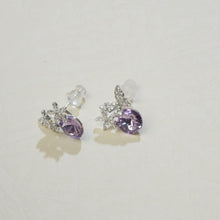 Load image into Gallery viewer, 【Stud Earrings】Women Pink/Purple Crystal Earrings, Silver Butterfly &amp; Flower Design, Sweet &amp; Delicate, For Elegant Women