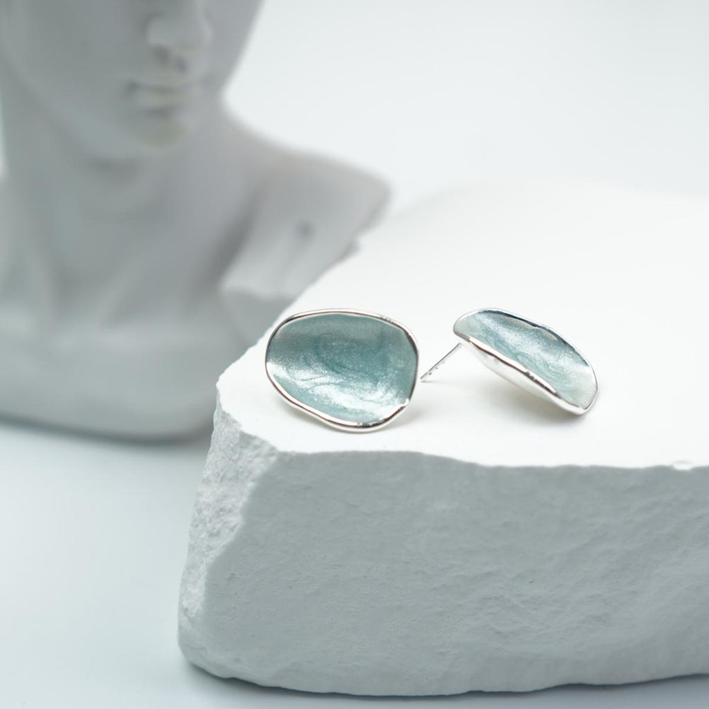 【Stud Earrings】Light Green Shiny Irregular Earrings, Minimalist, Fresh & Charming for Women