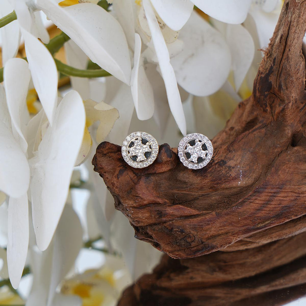 【Stud Earrings】Copper Gold/Silver-Tone Zirconia Geometric Openwork Vintage Elegant Stud Earrings for Women