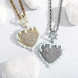 【Pendant Necklace】Melting Heart Necklace, Gold-Plated Cover & White Edge Jewelry, Snowflake Accent, Romantic Gift