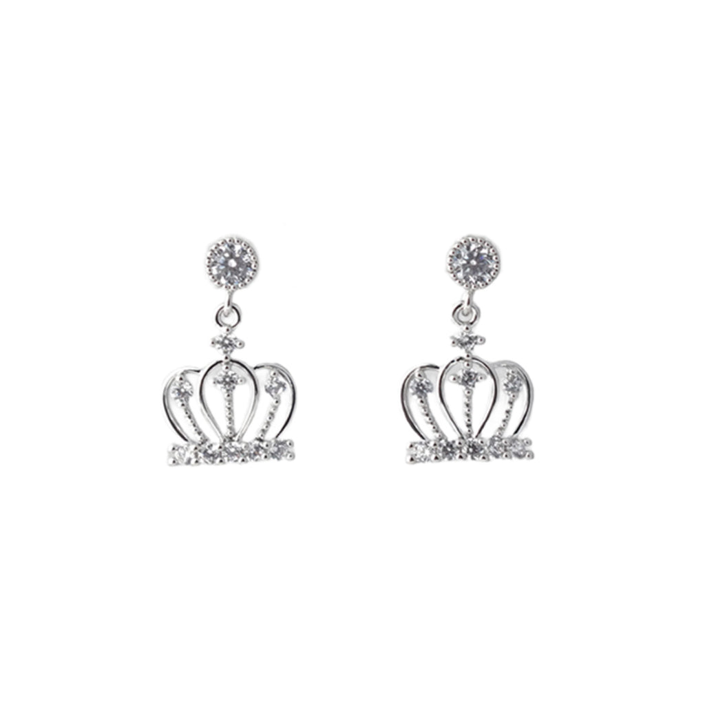 【Drop Earrings】Zircon Inlaid Crown Drop Earrings, Elegant & Sparkly, Ideal for Women Loving Delicate Style