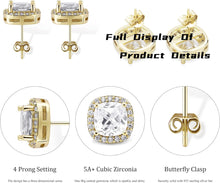 Load image into Gallery viewer, YOSZO Square Stud Earrings 925 Sterling Silver 5A+ Cubic Zirconia 14K Gold Black Diamonds Stud Earrings For Men Women Aretes De Hombre