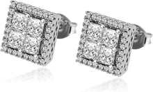 Charger l&#39;image dans la galerie, YOSZO Square Screw Stud Earrings For Men 5A+ Cubic Zirconia 925 Sterling Silver Screw Stud Back Square Flat Cartilage Hypoallergenic Stud Earrings