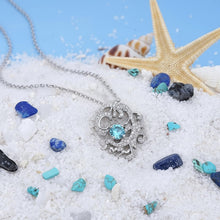 Load image into Gallery viewer, Light Blue Topaz Birthstone Necklace for Women, 925 Sterling Silver Wave Pendant with Cubic Zirconia, Adjustable 38+4cm Coastal Jewelry Gift, December Birthstone