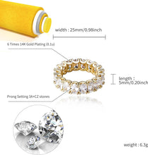 Charger l&#39;image dans la galerie, YOSZO Iced Out Baguette Oval Ring Cubic Zirconia Diamond 14K Gold Silver Band Pinky Eternity Ring for Men Women