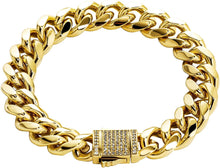 Carica l&#39;immagine nel visualizzatore di Gallery, YOSZO Gold Bracelet Cuban Link Iced out 14K Gold Plated Hip Hop Miami Solid Cuban Link Bracelet for Men 10mm Diamond Clasp Gifts for Women