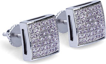 Carregar imagem no visualizador da galeria, YOSZO 925 Sterling Silver Square Screw Stud Earrings 14K Gold 5A+ Cubic Zirconia Iced Out Square Screw Back Hypoallergenic Cube Large Stud Earrings For Men Women