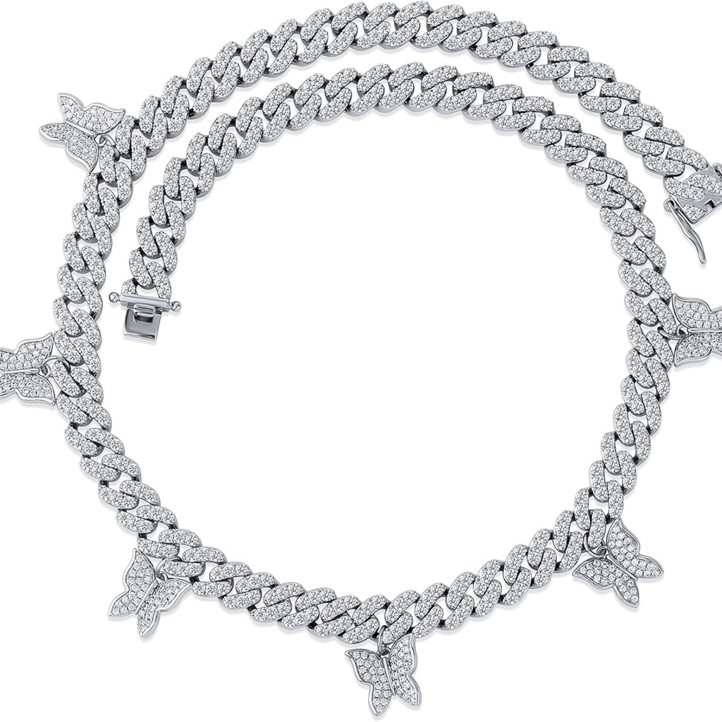 YOSZO 10mm 6 Times Plated Iced out Small Charm Diamond Cuban Link Choker Chain Necklace for Women Novelty Jewelry Gifts