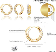 Load image into Gallery viewer, YOSZO Gold Hoop Earrings 14K Gold Silver 5A+ Diamond Cubic Zirconia Hoop Huggie Earrings Cartilage Hypoallergenic Hoop Cuff Earrings For Men Women