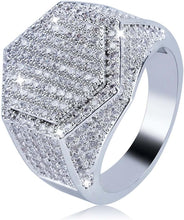 Charger l&#39;image dans la galerie, YOSZO Mens Iced Out CZ Hexagon Bling Pinky Ring 18k gold Plated Hip Hop Ring for Men