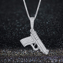 Cargar imagen en el visor de la galería, YOSZO 925 Sterling Silver Dainty Rifle Hand Gun Desert Eagle Pendant 14K Gold Plated Fully Iced Out Cubic Zirconia Necklace Gift for Men Women